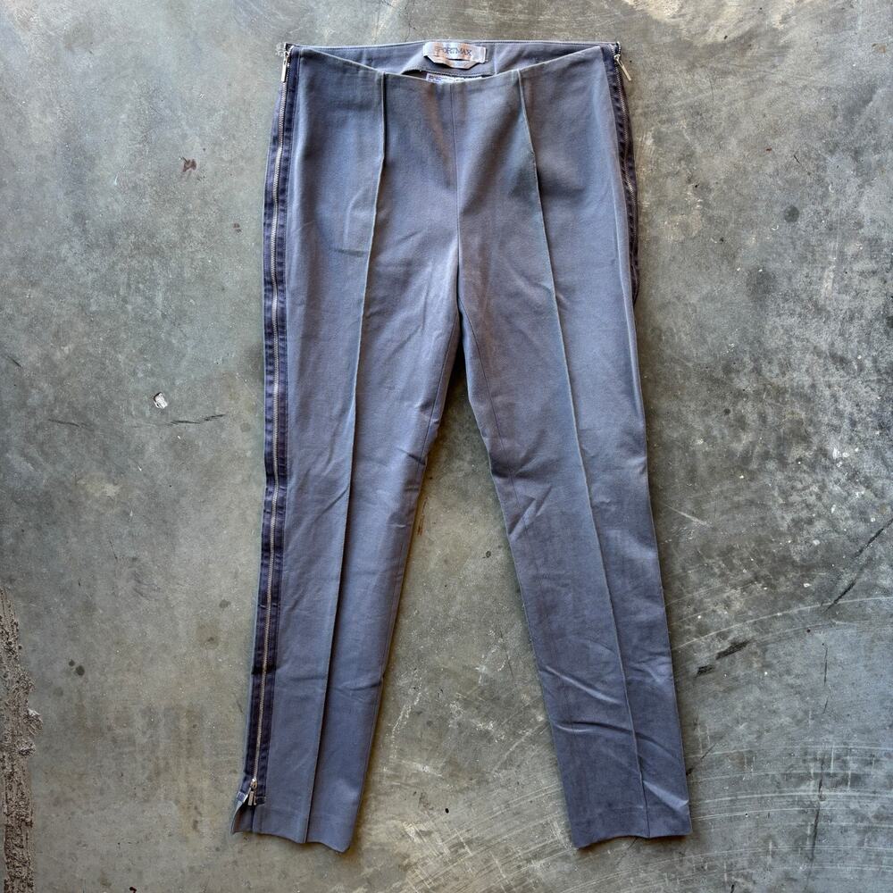 Sportmax Pants Side Zip Striped Women's Size 8 Gray Tapered Leg Trousers